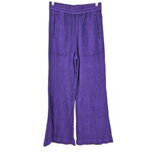 Raquel Allegra Cotton Gauze Wide Leg Pant Purple Women’s Size 0 Lagenlook Hippie